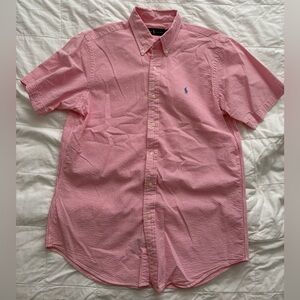 Ralph Lauren Men’s Pink Striped Short Sleeve Button Down Shirt
